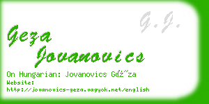 geza jovanovics business card